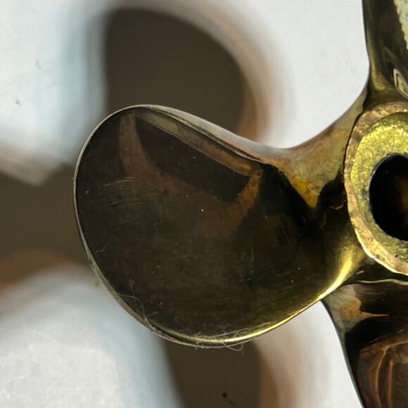 Vintage Solid Brass Nautical Propeller Candle Holder 4 in Coastal Decor - Picture 11 of 12